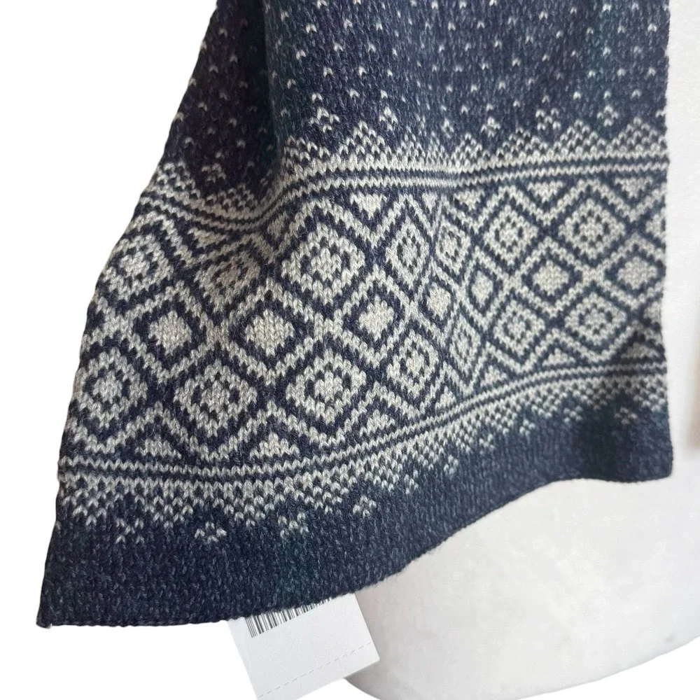 NWT J Crew Scarf Double Layer Navy Blue Fair Isle Classic Core Capsule Wardrobe